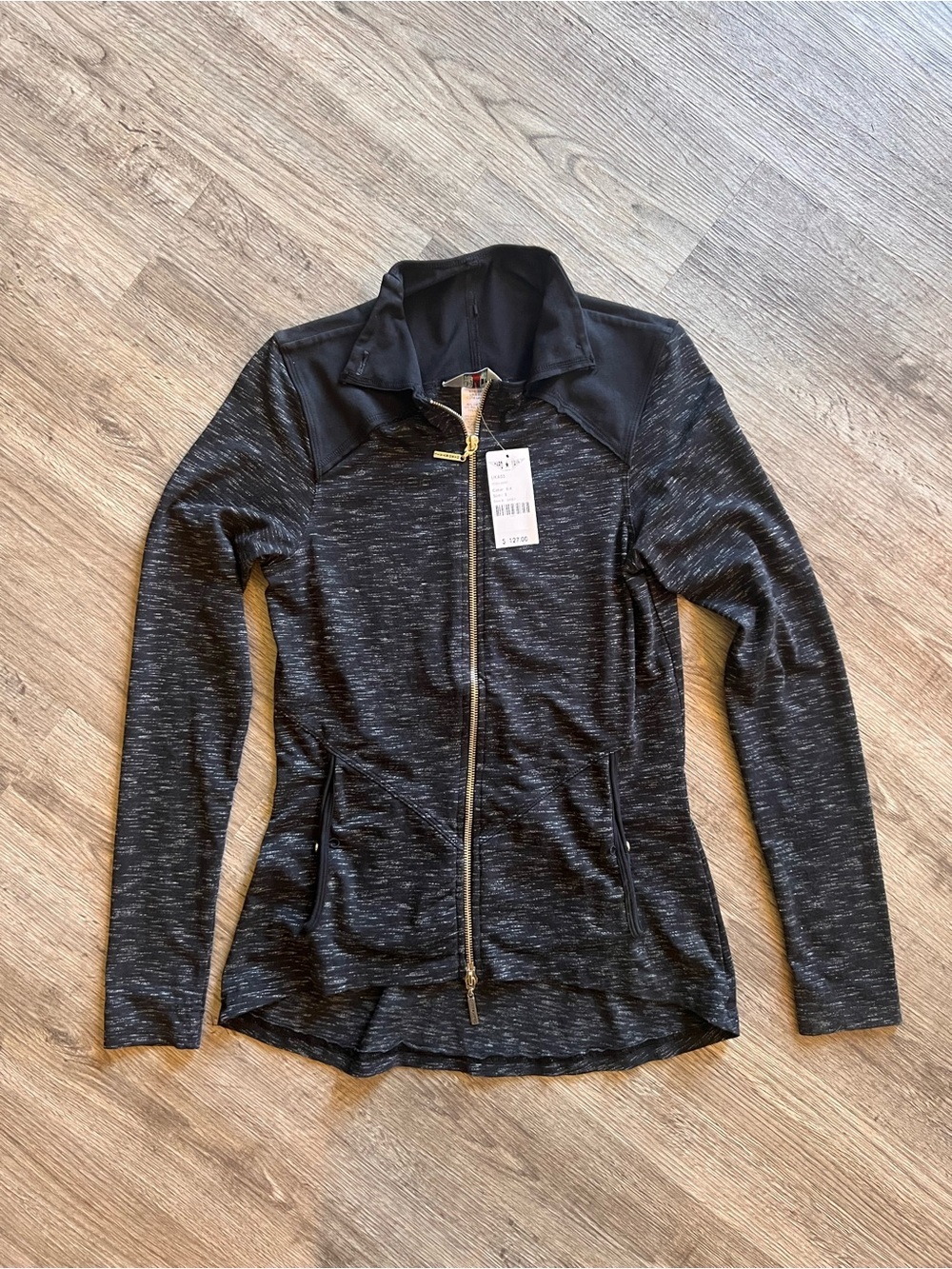 Hard Tail Athletic Zip-Up Scuba Jacket in Black Space-Dye